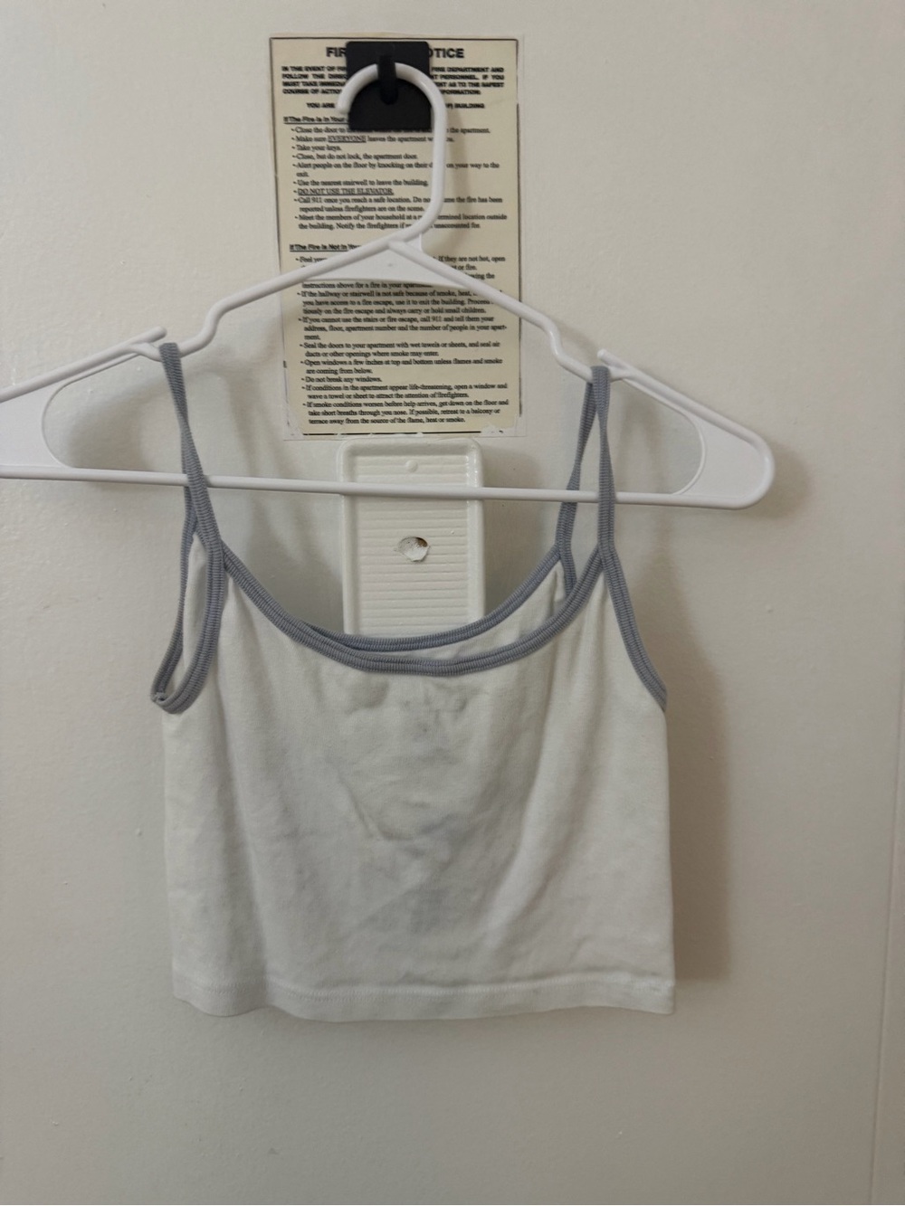 Brandy Melville White Crop Tank with Gray Trim
